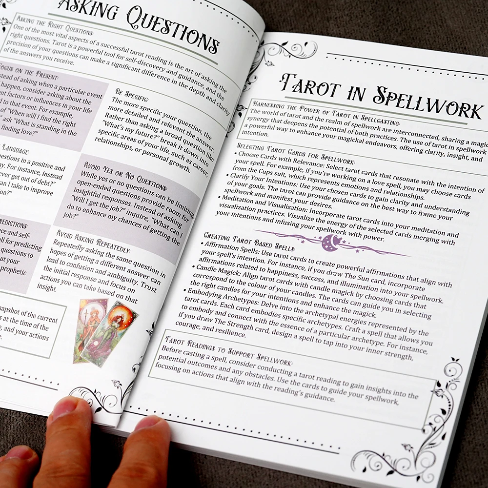 Guide du Tarot pour débutant, 106 pages, cartes, dépositions, lecture, feuilles de triche, apprentissage du tarot, compréhension du guide du Tarot