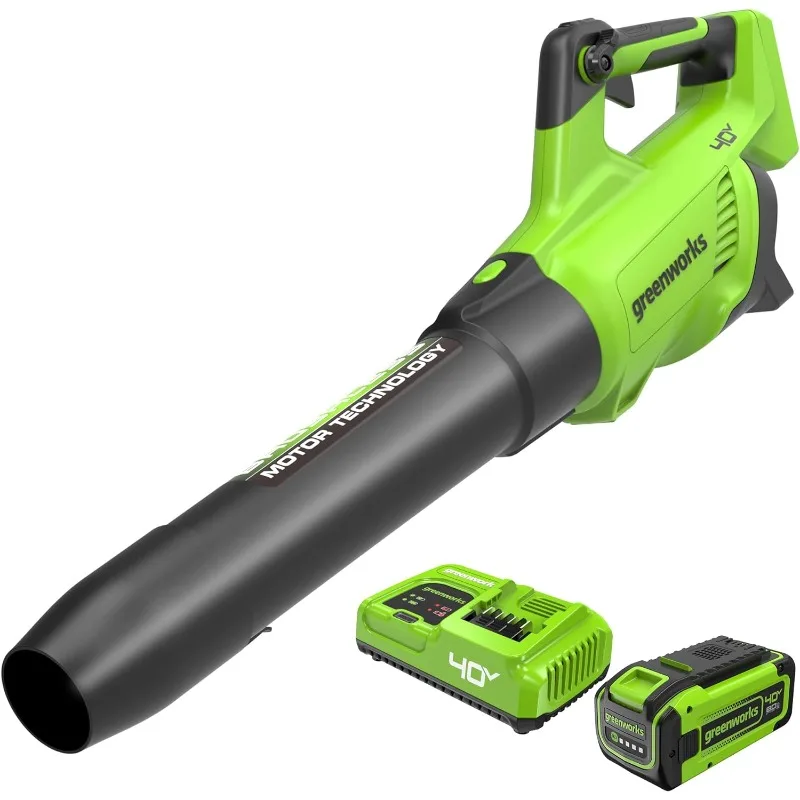 

Greenworks 40V(160 MPH / 700 CFM / 75+Compatible Tools) Cordless Brushless Axial Leaf Blower, 8.0Ah Battery and Charger Included