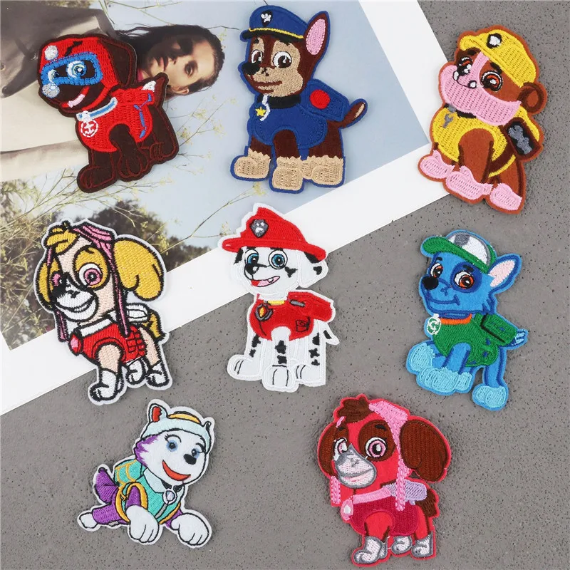 9pcs Paw Patrol 3D DIY Patch Cloth Clothes Stickers Puppy Sew on Embroidery Patches Applique Iron on Clothing Pants Decor Sewing