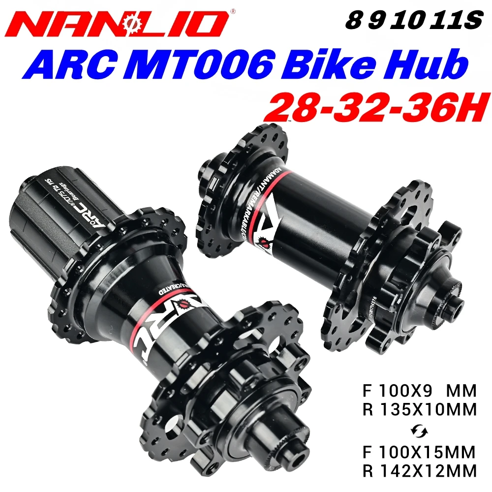 Nanlio-alumínio liga de bicicleta Hubs, ARC 006 Mountain Bike Hub, NBK rolamento, disponível em 8-12 velocidades, 32 furos, 28 furos, 36 furos