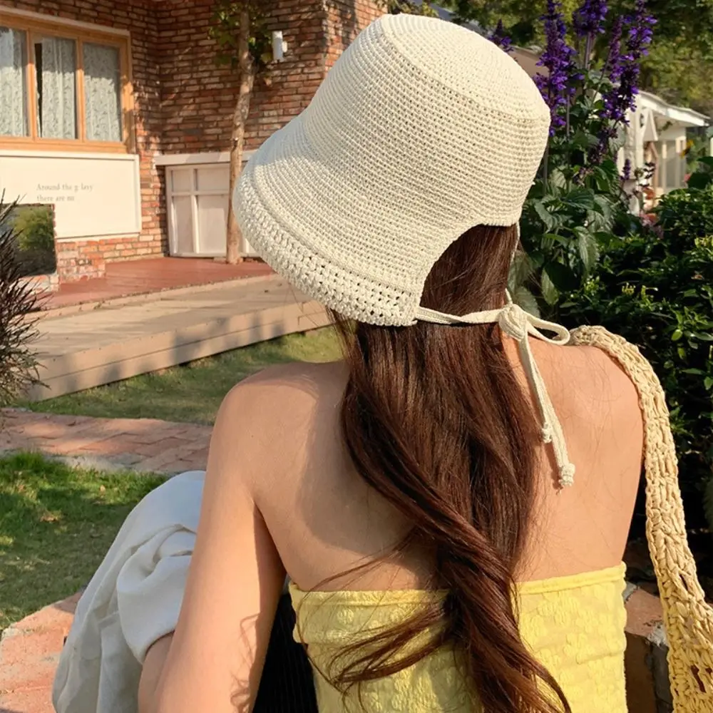 여름 태양 보호 여성 양동이 모자 솔리드 컬러 통기성 해변 태양 모자 와이드 브림 접는 어부 모자