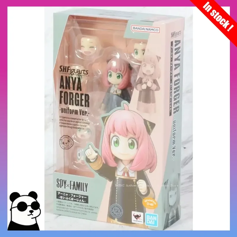 

In Stock BANDAI S.H.Figuarts SPY FAMILY Anya Forger Uniform Ver Action Figures Anime Figure Kawaii Removable Face Toy Gifts