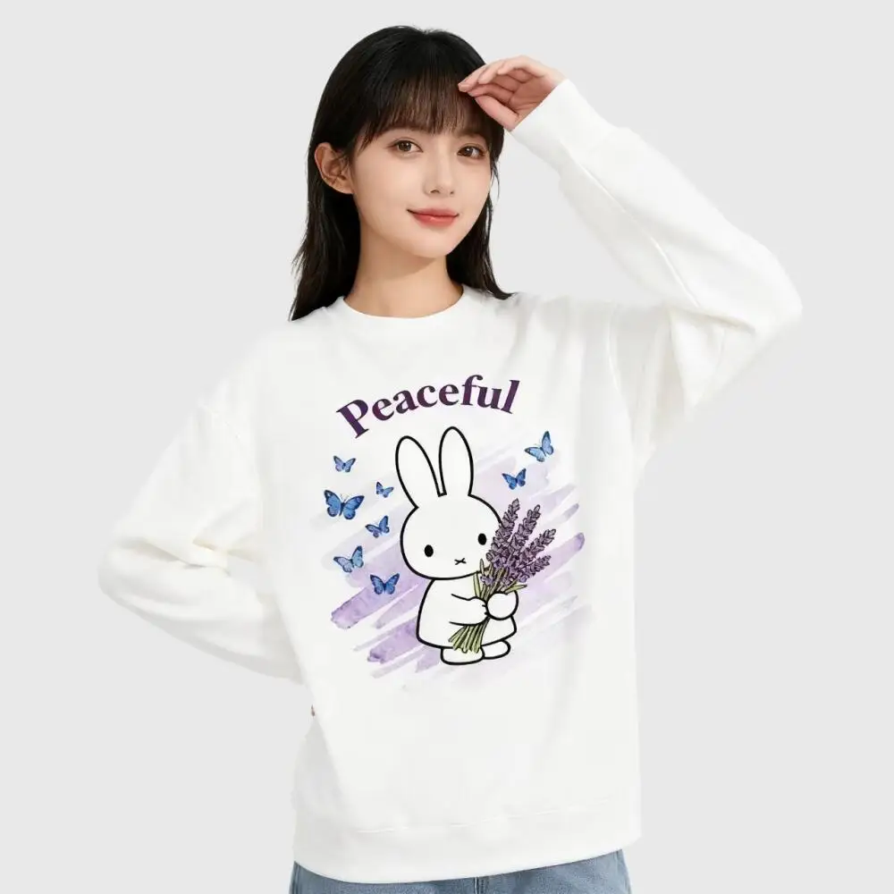 

Новый пуловер с капюшоном Miffy, повседневная и удобная хлопковая модная спортивная одежда с длинными рукавами и принтом в стиле каваи с героями мультфильмов