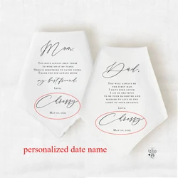 Personalized Name Date Wedding Handkerchief Gift Mother of The Bride Father of The Bride Wedding Gift Custom Gift From Daughter