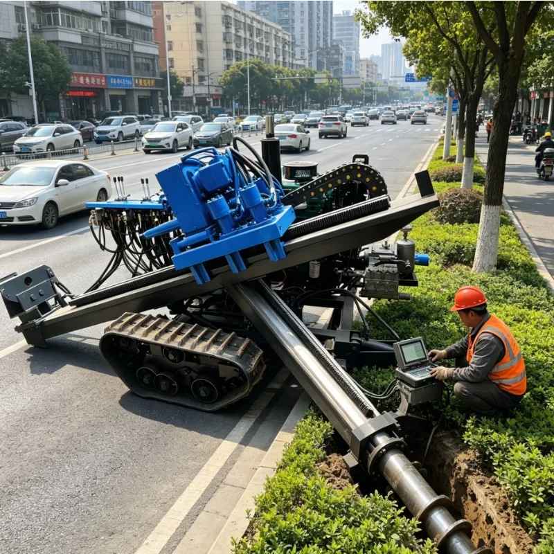 High Torque 36Ton HDD Machine Horizontal Directional Drilling Rig 800m Deep Boring Navigation System Included