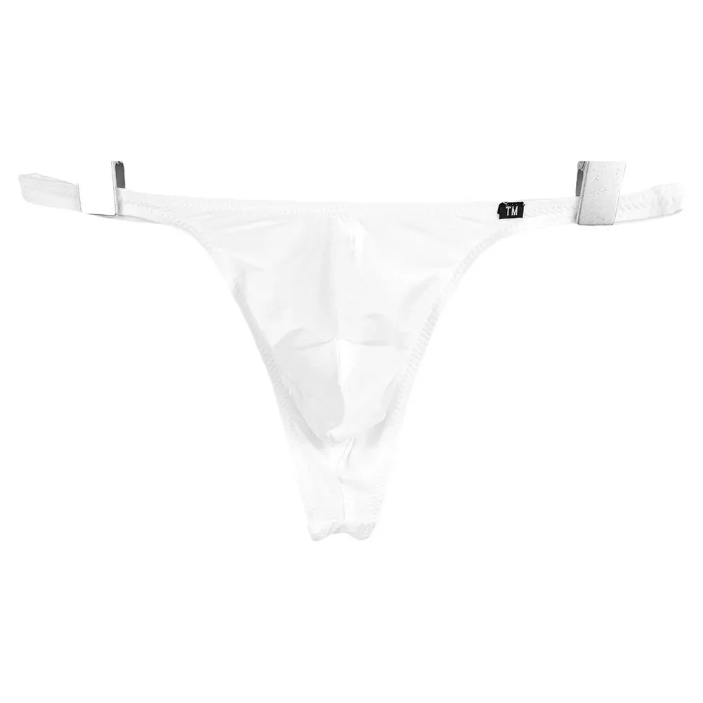 1 قطعة ملخصات الرجال مطاطا الحرير الجليد الملابس الداخلية الانتفاخ الحقيبة سراويل بلون سيور G-سلاسل T-الظهر الرجال حزام رياضي