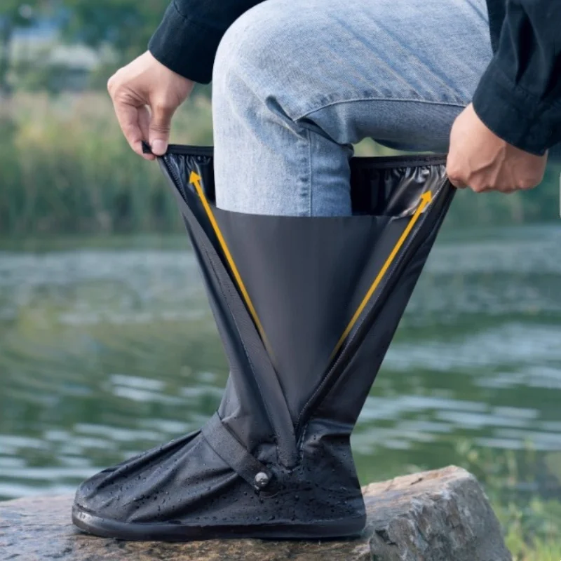 High Tube Waterproof Anti-Slip Rain Boot Shoes Cover Reusable Thicken Overshoes Cycling Hiking Rain Snow Shoes Pants Protectors