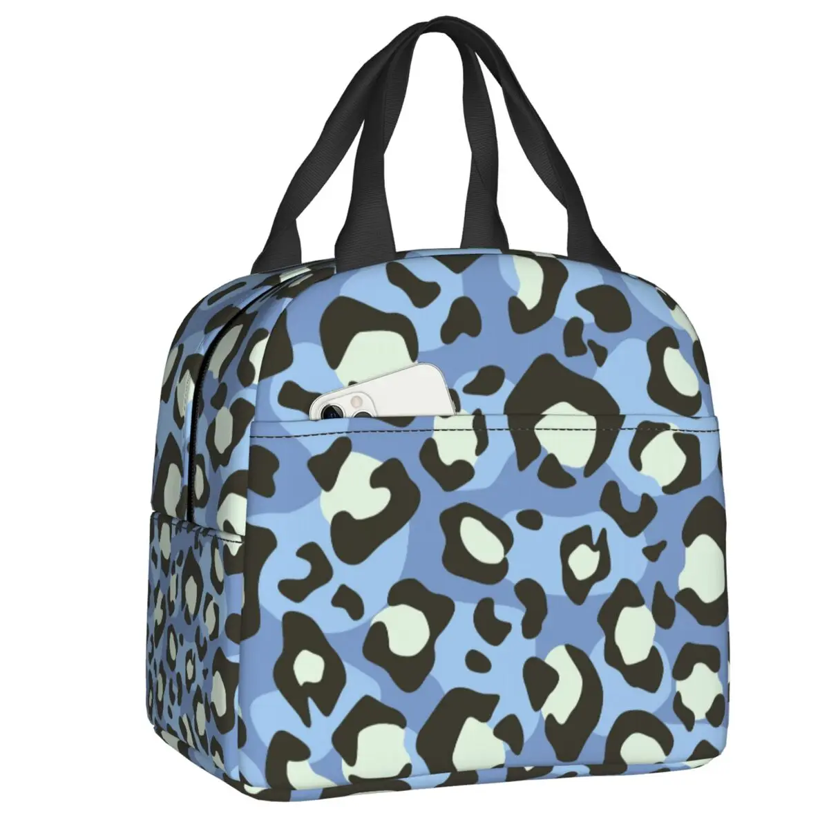 

Leopard Animalistic Print Insulated Lunch Tote Bag for Women Portable Thermal Cooler Food Lunch Box Outdoor Camping Travel