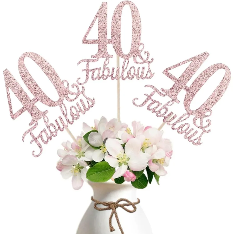 Confezione da 10 centrotavola favolosi e per il 40° compleanno su entrambi i lati per tavoli Numero 40 Centrotavola Bastoni Decorazione per la tavola per il 40° compleanno