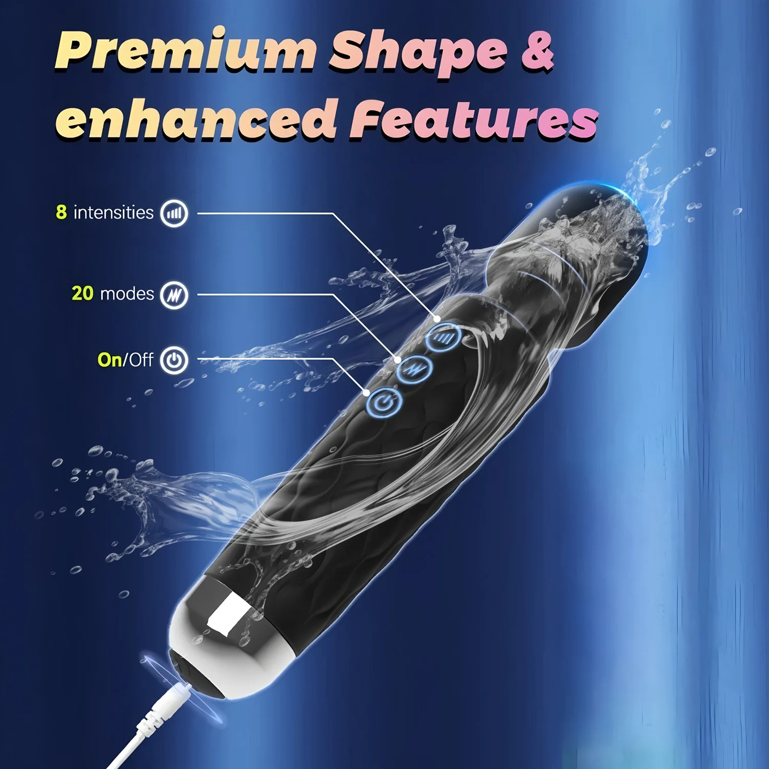 Powerful Magic Wand Body Massager Waterproof Multi Speed G-Spot Clitoral Stimulator Silicone Personal Relax Device for Women Adu view 4