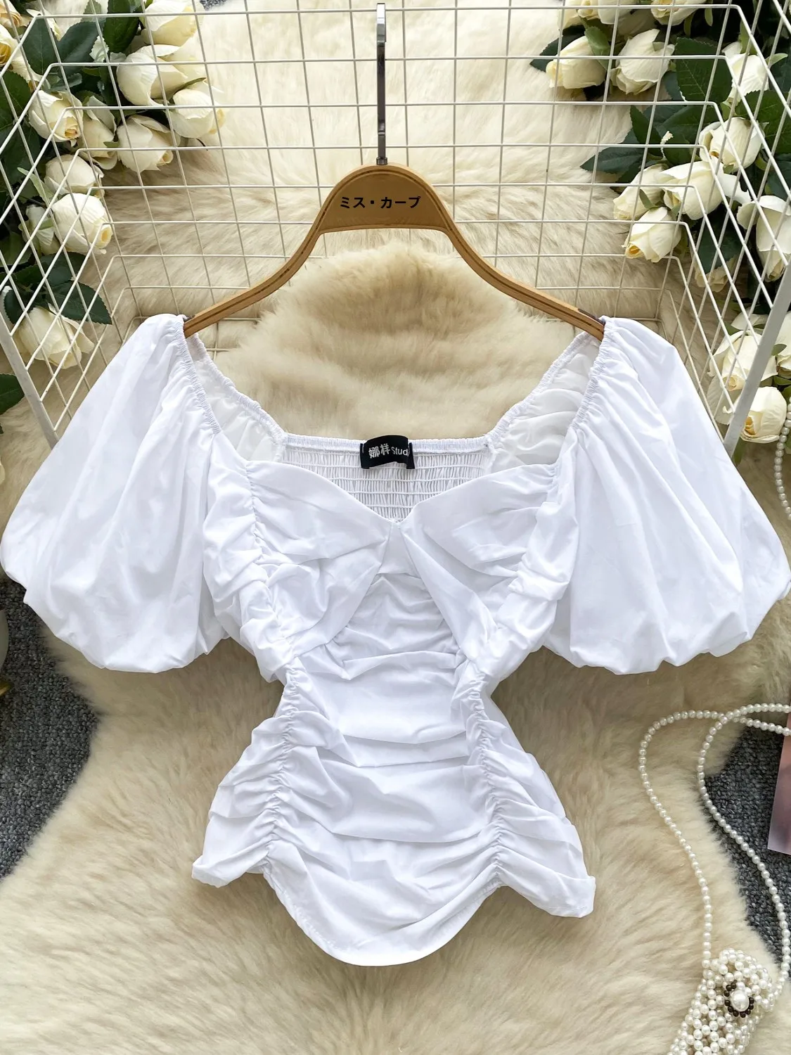 

Summer Women's Bubble Sve irt Wind oulder Pure Desire Spicy ort Pure Desire Spicy Beautiful Meticulous Top