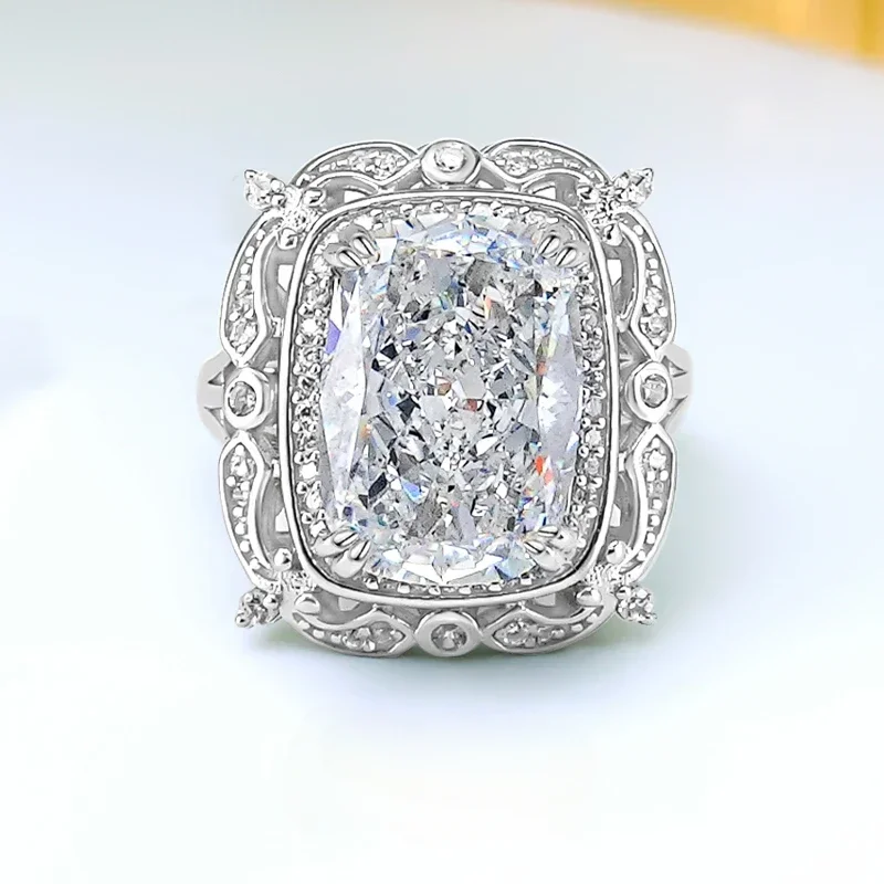 anel de prata esterlina com diamante de alto carbono joias de noivado nicho elegante e luxo diamante branco elegante 925 01