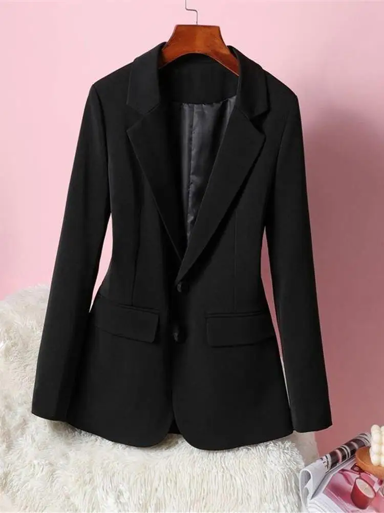 

Ele Bla Long Sve Women's Spring Autumn Sle Slim Fit Suit Jaet Profional Aosphere Faionable Cleanfit Design