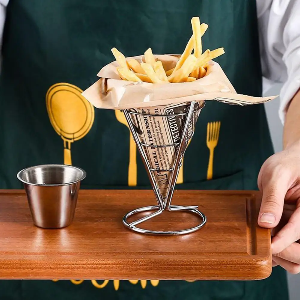 Fashion Cone Holder Stand Cone Snack Fried Chicken Display Rack Wire Stands for Kitchen French Fry Stand Fry Holder