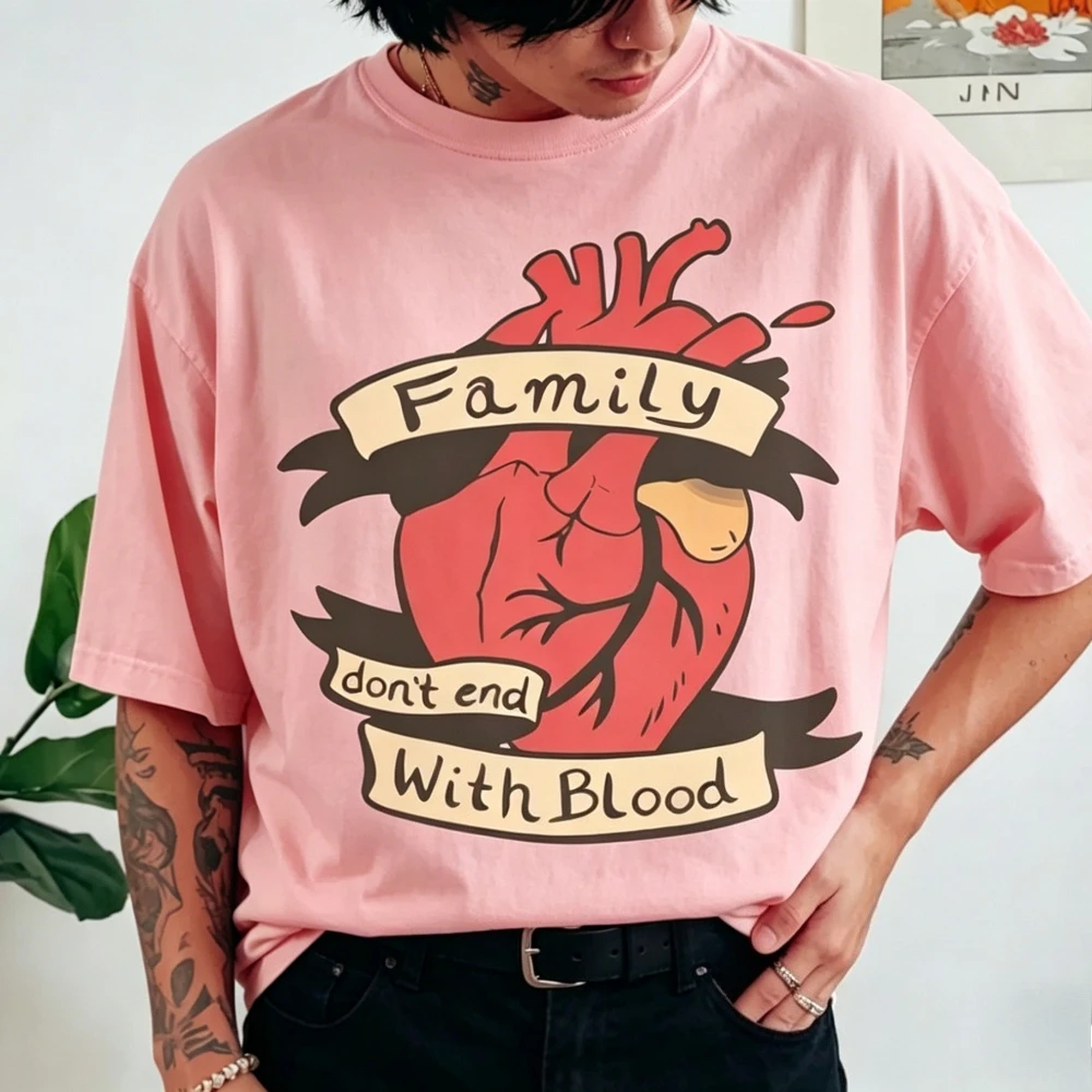 Family Don't End with Blood Supernatural Theme Shirt SPN Winchester Brothers Graphic Tee Science Fiction TV Series Gift Tshirt