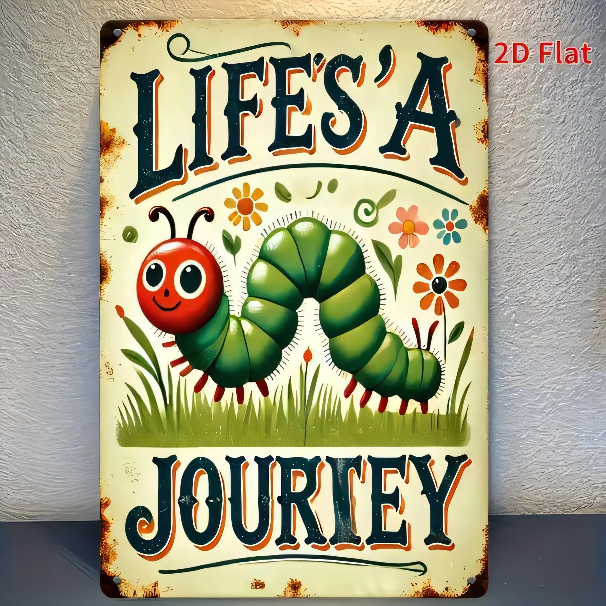 Tin Sign  Metal Vintage Style “LIFE’S A JOURNEY” Cartoon Wall Decor Plaque for Home Bar Cafe Garden Shed Retro Artwork Gift Hot