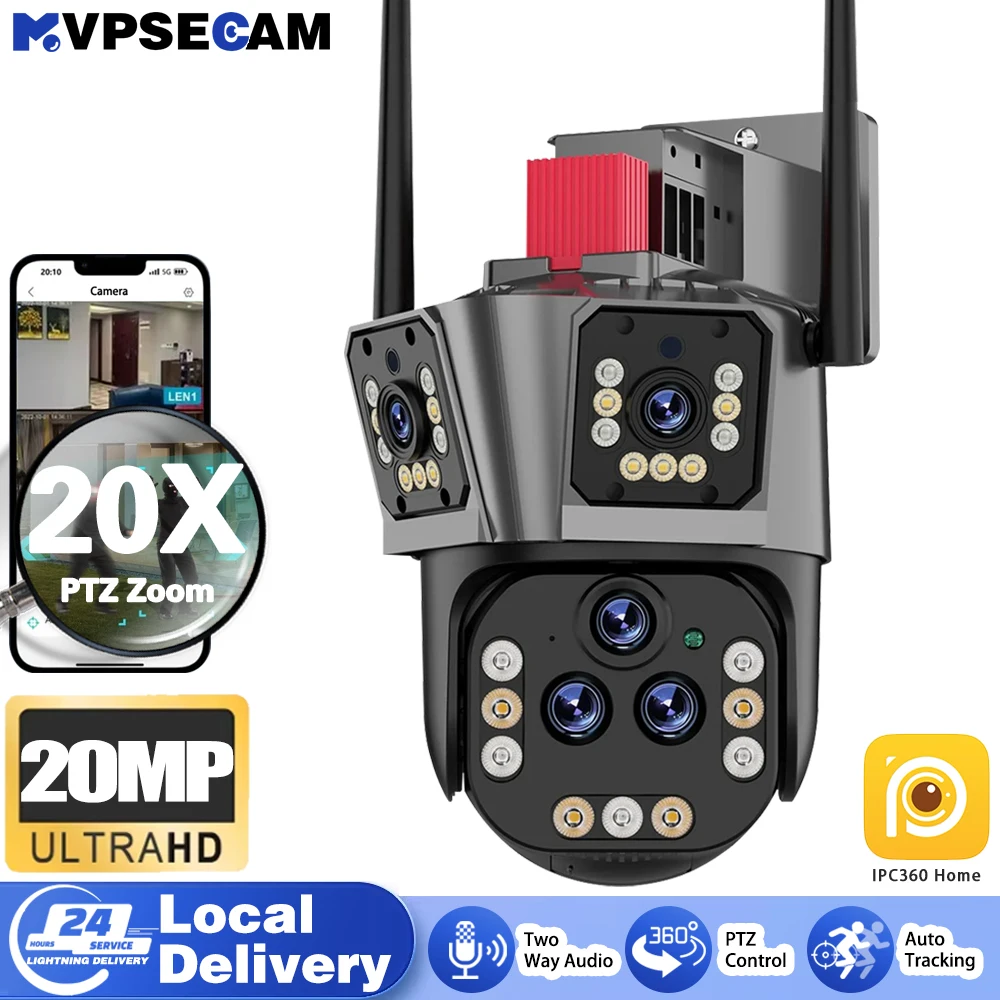 10K 20MP WIFI PTZ-camera met vijf lenzen 20X zoom AI Auto Tracking Audio Buiten 8MP Beveiliging CCTV Surveillance IP-camera IPC360 HOME