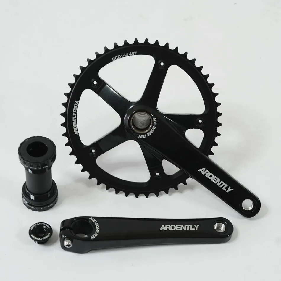 Ardently Bicycle Hollow Integrated Crankset, Fixed Gear Crank, Single Speed Bike CrankSet, BCD144mm Alumnium with BB, 48T, 165mm