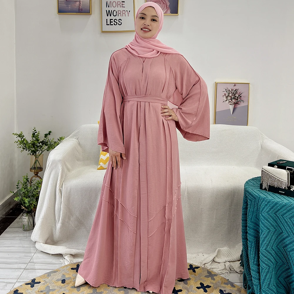 

Eid Open Abaya Dubai Turkey Women Muslim Modest Hijab Dress Islamic Kaftan Kimono Cardigan Jalabiya Robe Ramadan Femme Musulmane