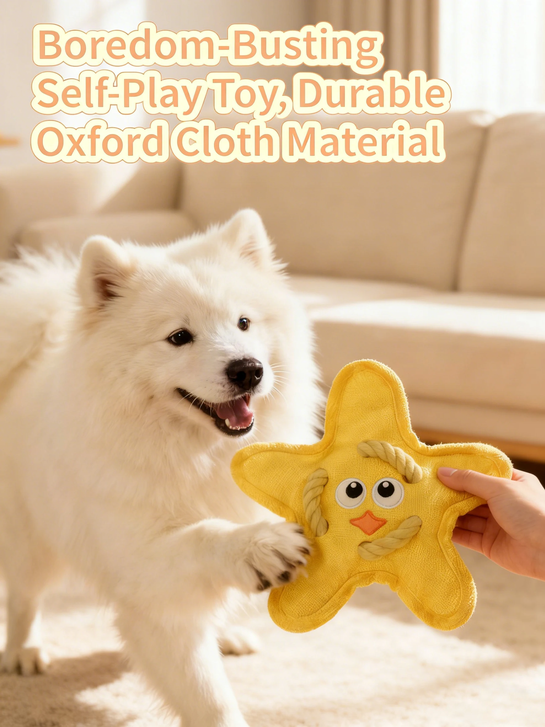 Durable Star Dog Chew Toy, Oxford Cloth Squeaky Toy, Interactive Boredom Relief for Small & Medium Dogs