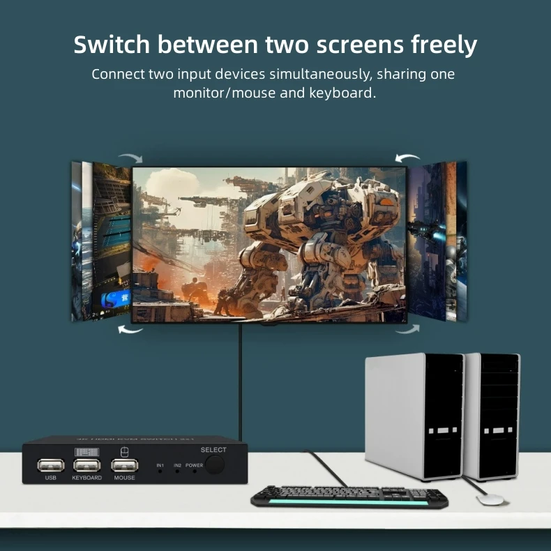 4K 30 هرتز USB/HD HDMI KVM USB محول الصوت والفيديو 2 في 1 خارج مع وظيفة تبديل المفتاح الساخن للكمبيوتر المحمول التلفزيون #4