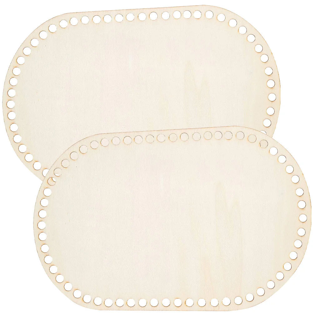 

2Pcs Handicraft Bag Base Wooden Basket Crochet Board DIY Weaving Project Bottom Protector Functional Organizer Fashionable Purse