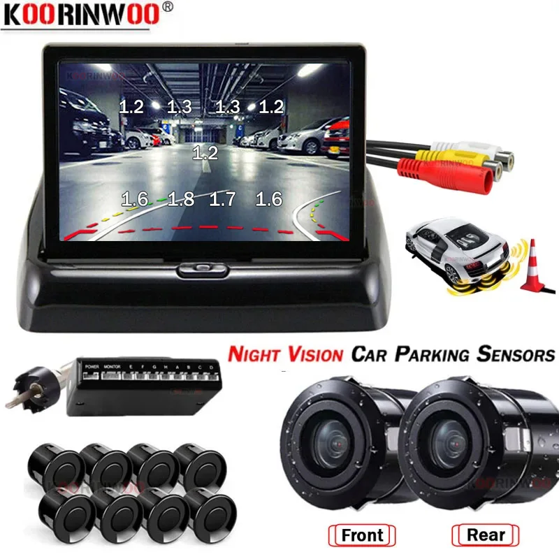 Koorinwoo Visible Video System Intelligent Full Kit Parktronics 8 Parking Sensors With Cameras Front Form For Car Android Radio