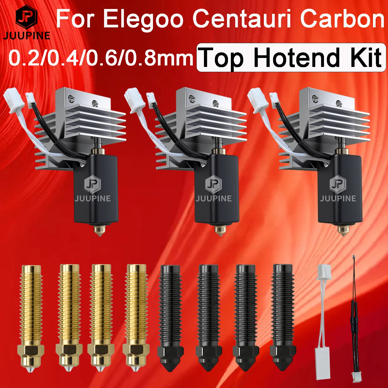 Actualización elegoo CC hotend 0,2/0,4/0,6/0,8mm extrusora ensamblada Hotend Kit para Elegoo Centauri Carbon Hot end/boquilla Centauri