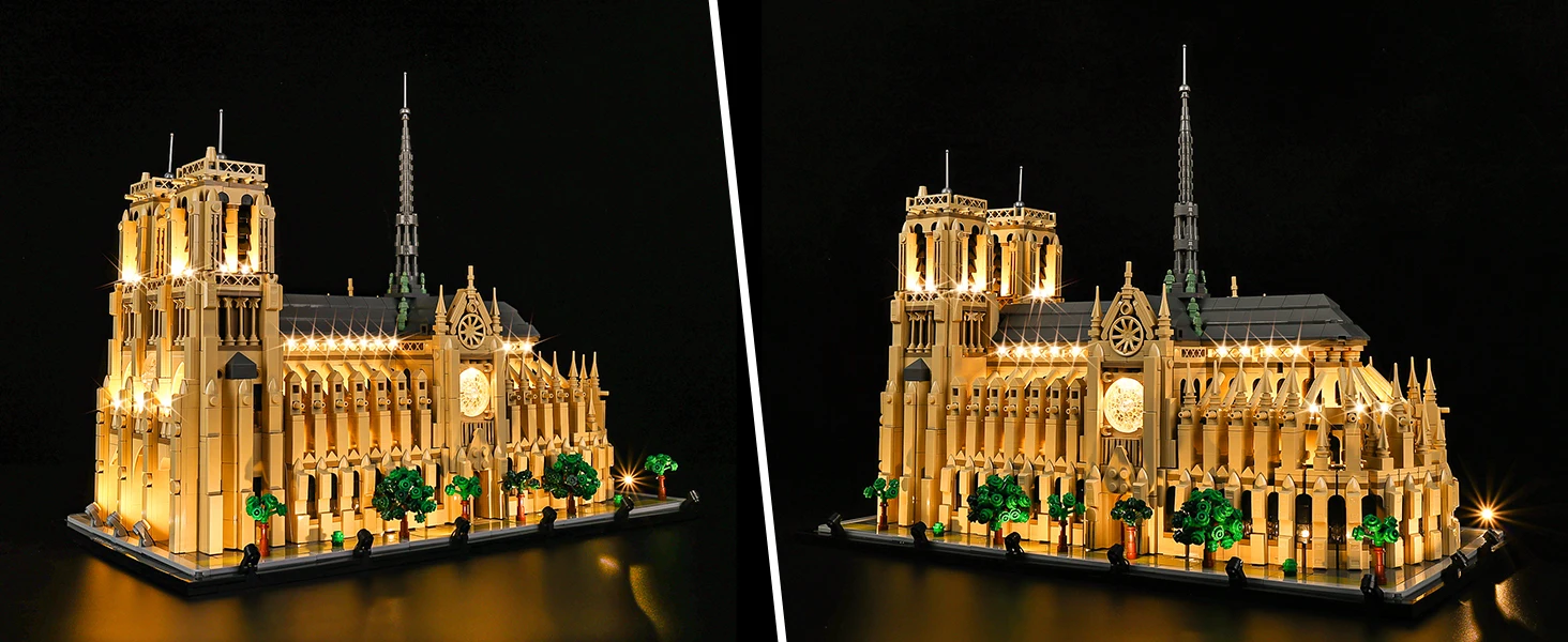 Kyglaring LED-Licht-Set geeignet für Lego Notre Dame De Paris 21061 Bausteine, Dekorative Lampe, Lego-Bausteine nicht enthalten. – Detail 3