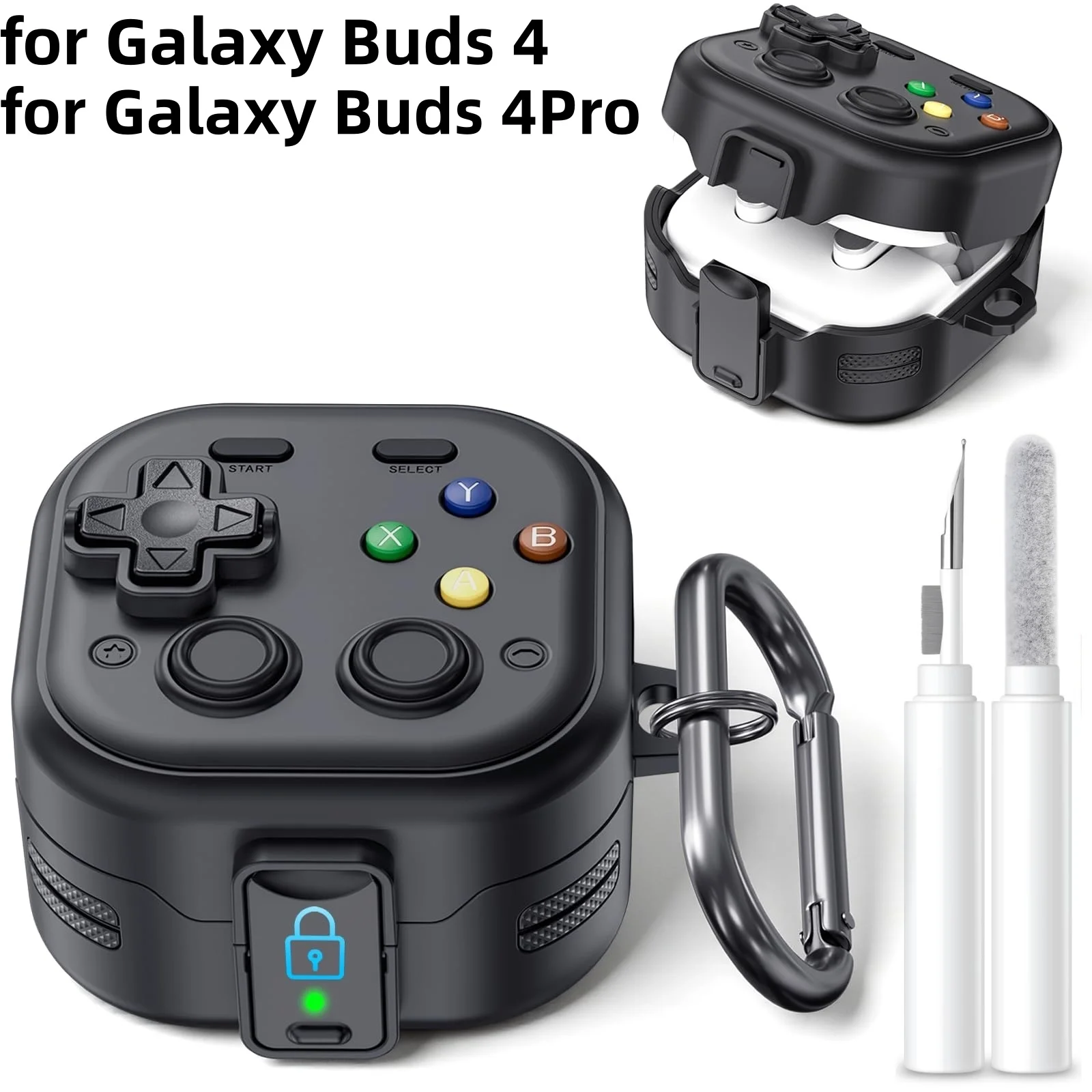 for Samsung Galaxy Buds 4 Pro / Buds 4 Case Secure Lock Funny Game Design for Samsung Galaxy Buds 4 Pro with Cleaning Kit (2026)