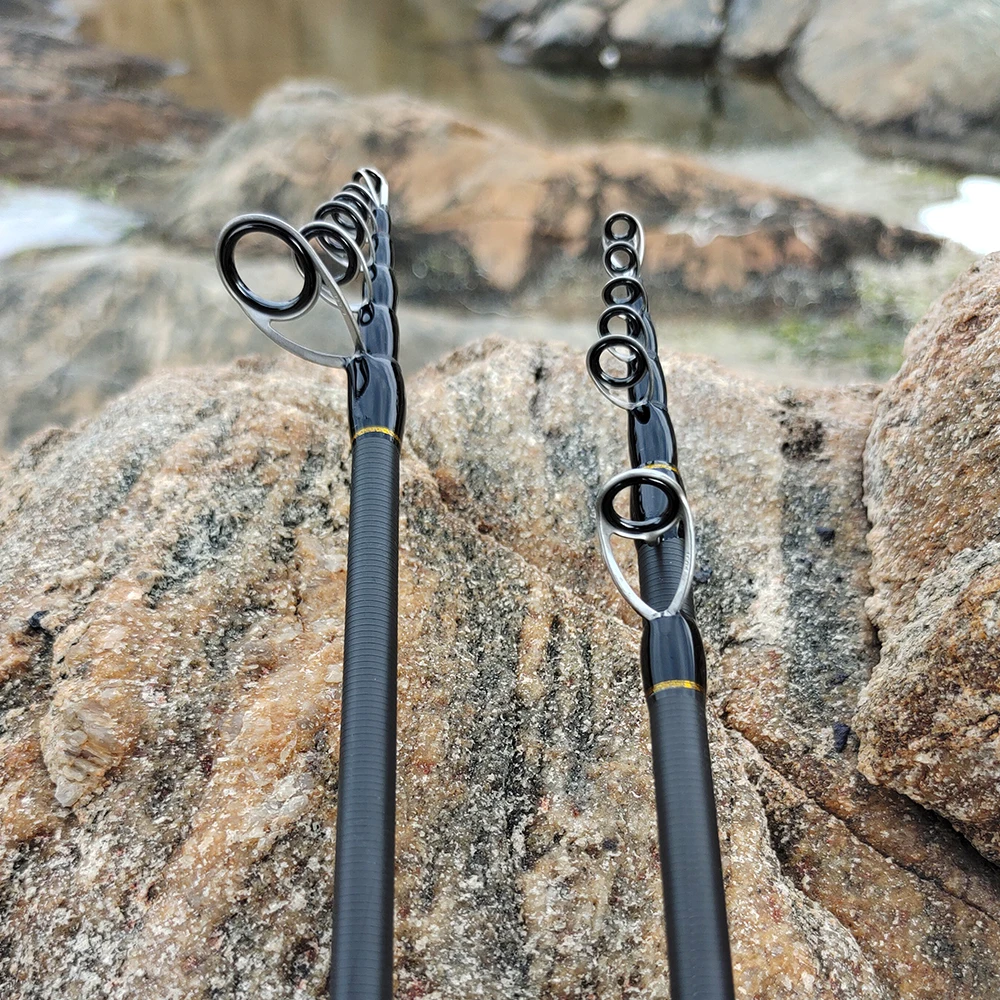 ROLLFISH Tragbare Teleskop-Angelrute mit ultraleichter Leistung, schnelle Aktion aus Kohlefaser mit Fuji-Führern + 100 m PE-Schnur – Detail 3