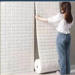 70cm*1m 3D Self-Adhesive Wallpaper Continuous Waterproof Brick Wall Stickers Living Room Bedroom Children's Room Home Decoration