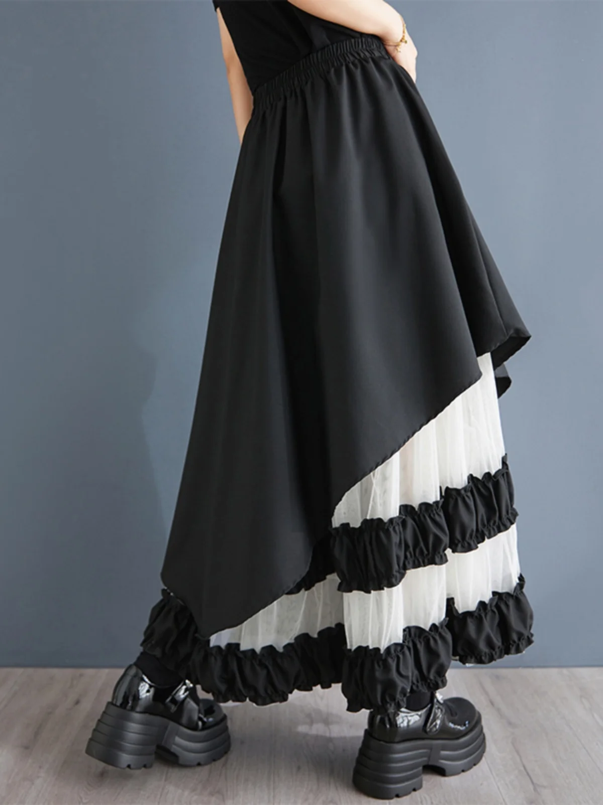 Faionable Color Blo Me Gonna longuette a trapezio Vita alta Design dimagrante Taglie forti Abbigliamento da donna Casual Pendolarismo Sle