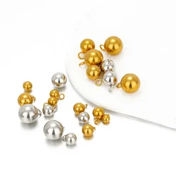 20Pcs Stainless Steel Gold Color Round Solid Ball Bead Charms Pendants for DIY Jewelry Making Craft Necklace Earrings Components