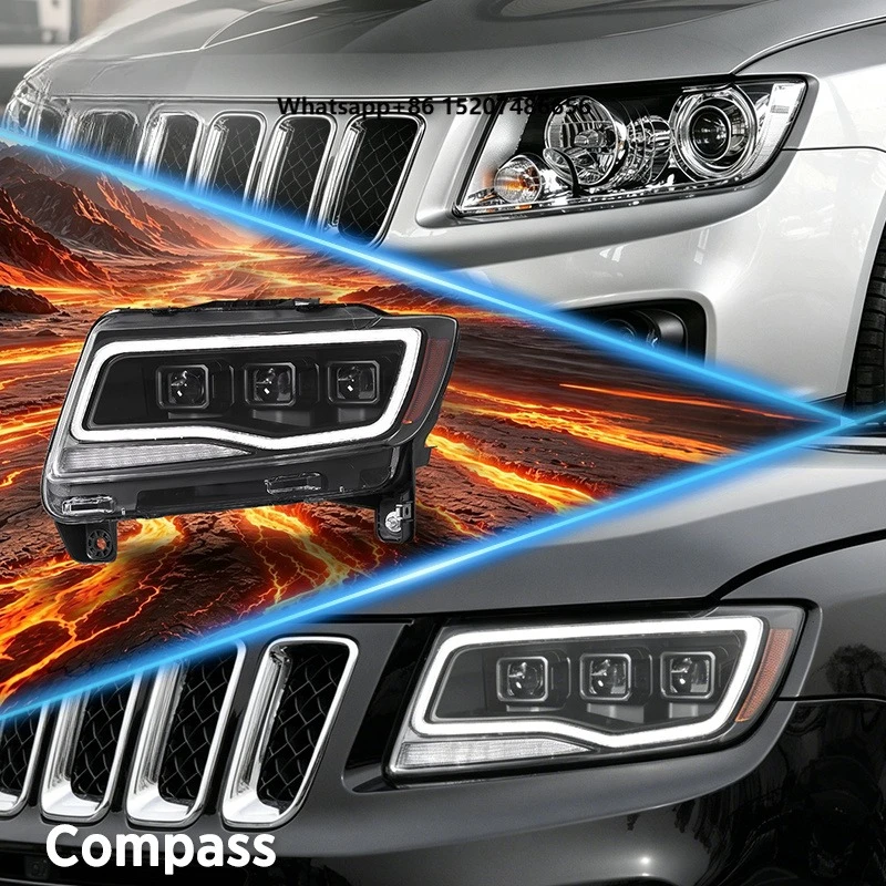 LED Lens Headlights for  Compass 11-16 Headlamp Upgrade LED Turn signal Lights Daytime Running Lights Accessories
