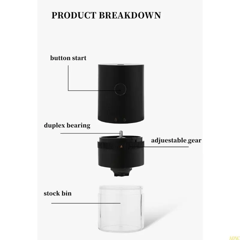 

A0NC Electric Coffee Grinder 1500mAh Rechargeable Professional Ceramic Grinding