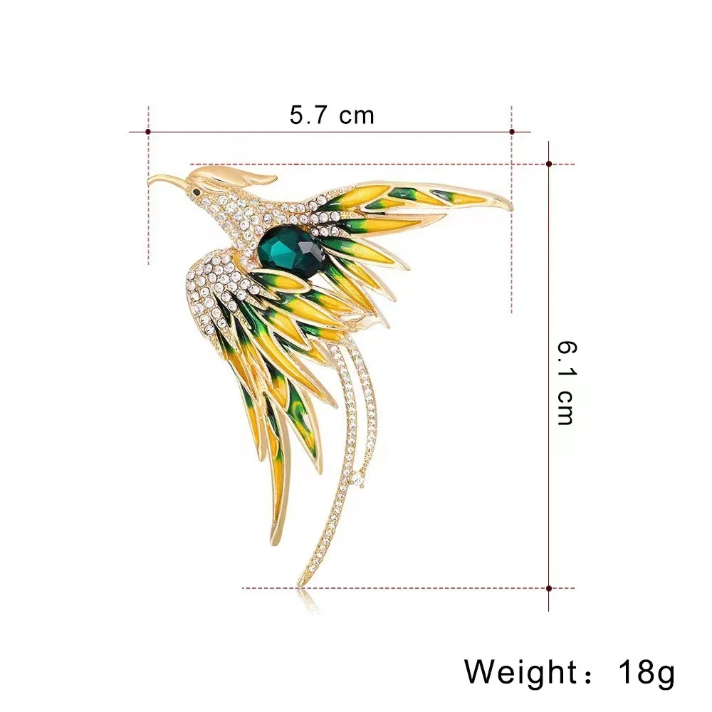 Exquisite Strass Phoenix Brosche für Frauen Luxus Emaille Farbe Pins Mode Stoff Taschen Zubehör elegante Vogel Schmuck Geschenke