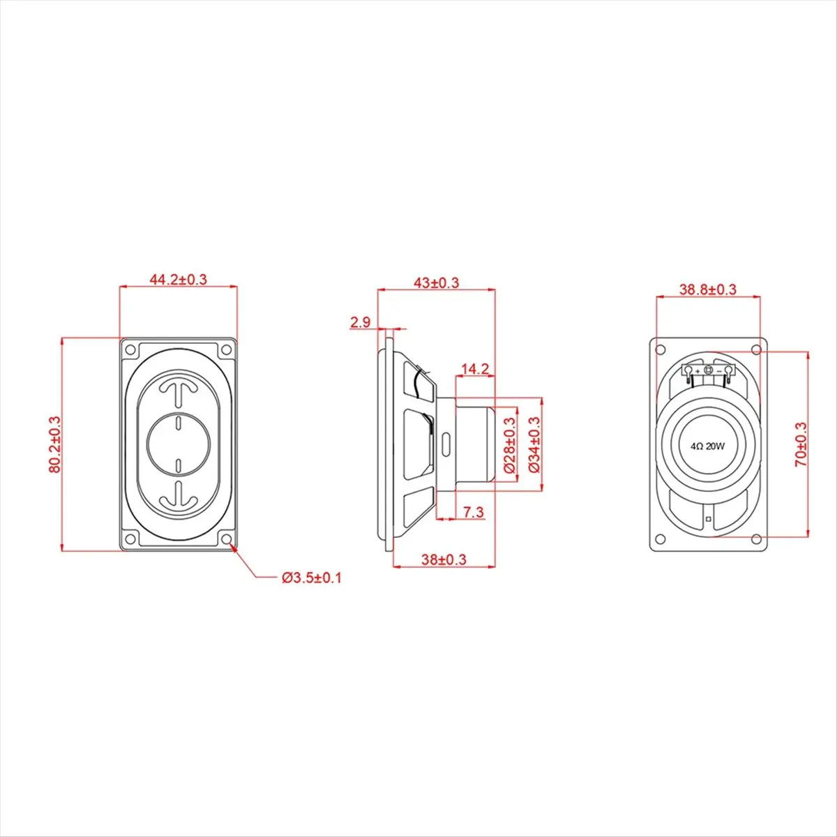 

SWXF 20W 4Ω Rectangle Speaker Horn 80x45mm Internal Magnet Loudspeaker for 6 5 Bluetooth Speaker High-Quality Sound Output