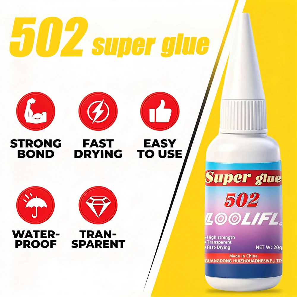 502 Super Glue  Instant Adhesive Fast Drying Strong Waterproof Transparent Glue for Metal Plastic Ceramic Wood Rubber DIY Repair