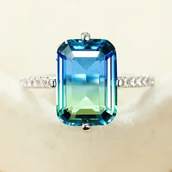 1pc Luxurious Ring Set With Gradient Cubic Zirconia Stones, Change From Blue To Green, Engagement And Wedding Ring Gift