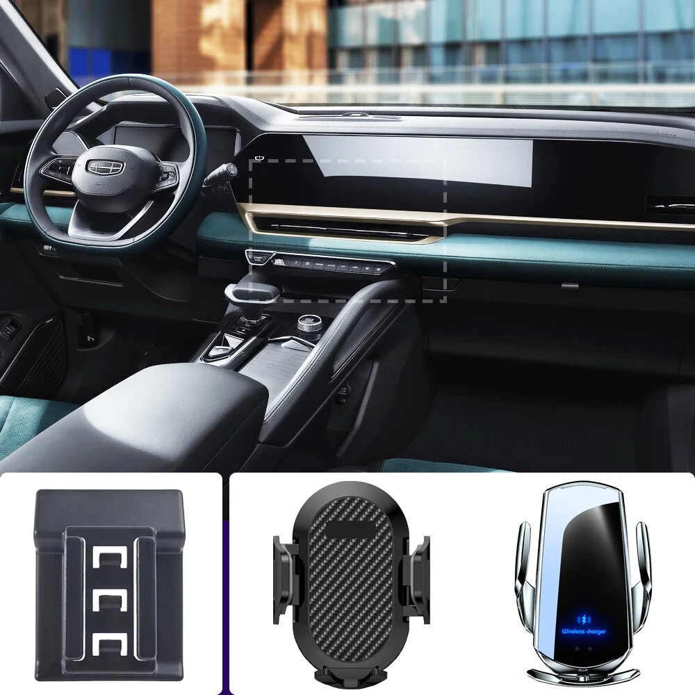 Car Phone Holder For Geely Monjaro 2022 2023 2024 Fixed Bracket Base Special Car Phone Mounts Wireless Charging Car Accessories