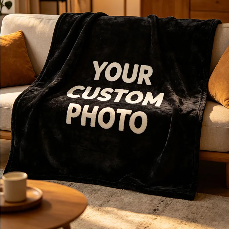 Custom Photo Flannel Throw Blanket Soft Warm For Bed Sofa Suitable All Seasons Home Blanket Perfect Gift For He She