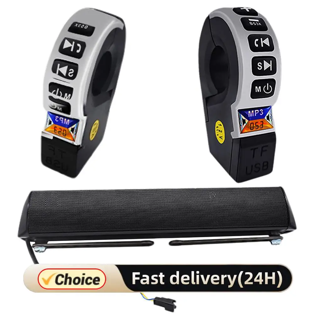 

12V Motorcycle Speaker AUX USB TF Bluetooth-Compatible Scooter Stereo Speaker Handlebar Mount MP3 Music Player MP3 System Radio