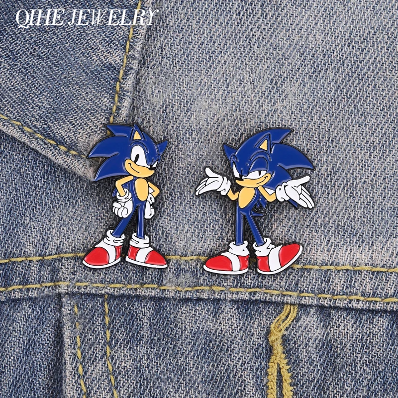 Action Adventure Game Role Enamel Pins Cartoon Game Character Hedgehog Metal Brooch Lapel Badge Jewelry Gift for Fans Friends