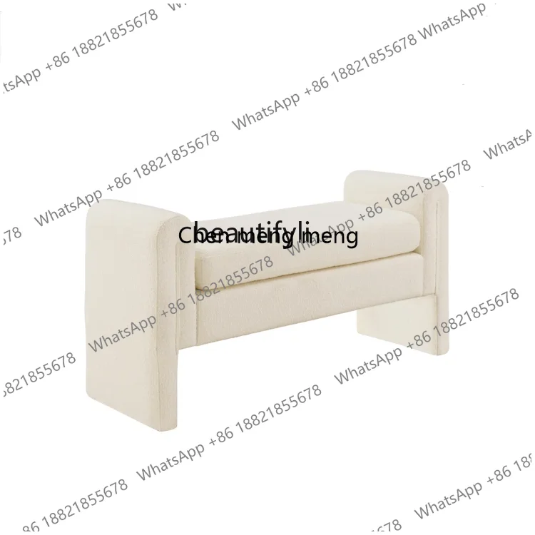 Nordic Creative Bedroom Bed End Stool Doorway Living Room Shoe Changing Stool Cream Style Lambswool