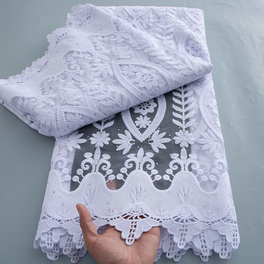 5Yards African Tulle Milk Silk Lace Fabric 2026 New Nigerian French Mesh Sequins Lace for Sewing Women Party Dress Wedding