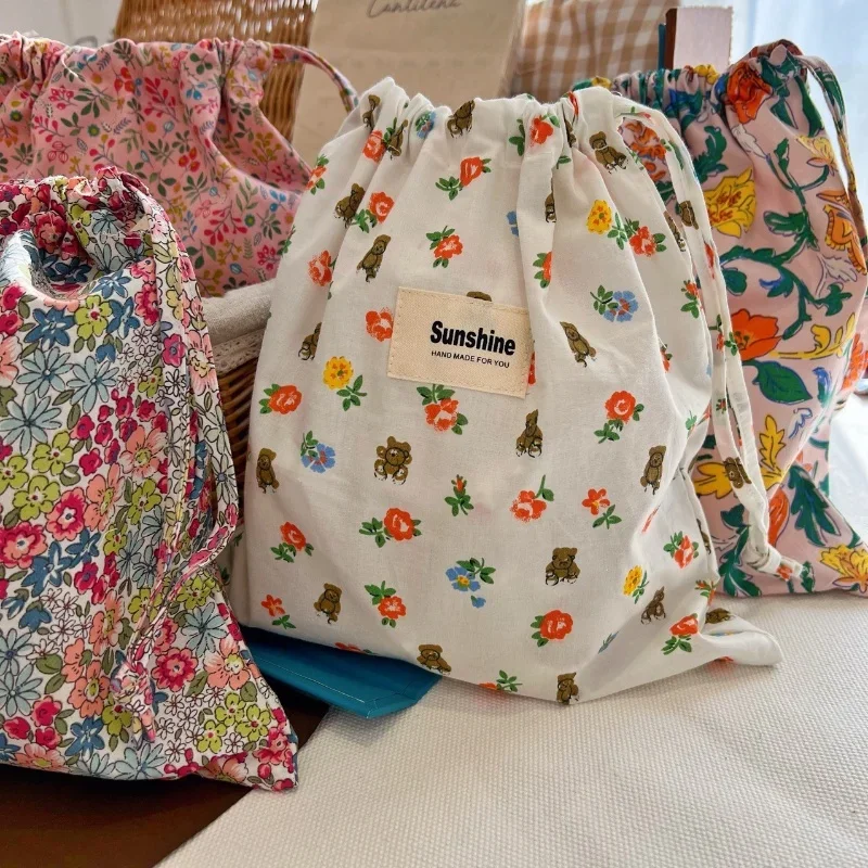 Borsa per mamma con fiori stampati borsa per pannolini per bambini borsa per pannolini in cotone tasca per passeggino borsa per il trasporto borsa