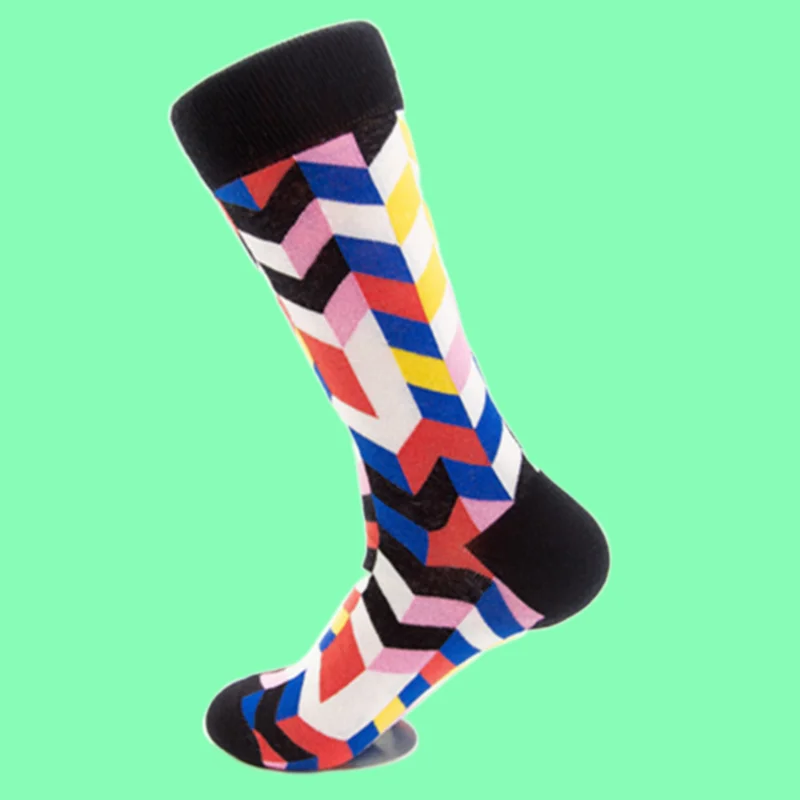 2/5 Pairs High Quality Autumn And Winter Socks Cotton Geometric Pattern Socks Comfort Casual Fashion Mid-tube Trendy Socks