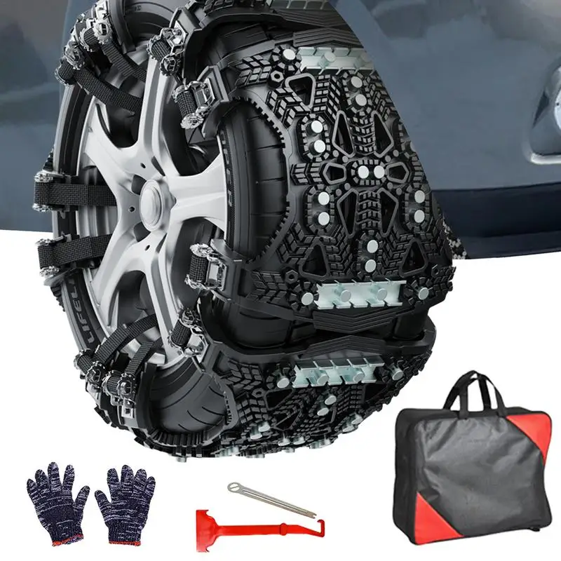 

Tire Chains For Cars 6 Pcs Adjustable Tire Snow Chains For 165-275mm Anti-ice Crushing Snow Chains For Car Sand Road Dirt Track