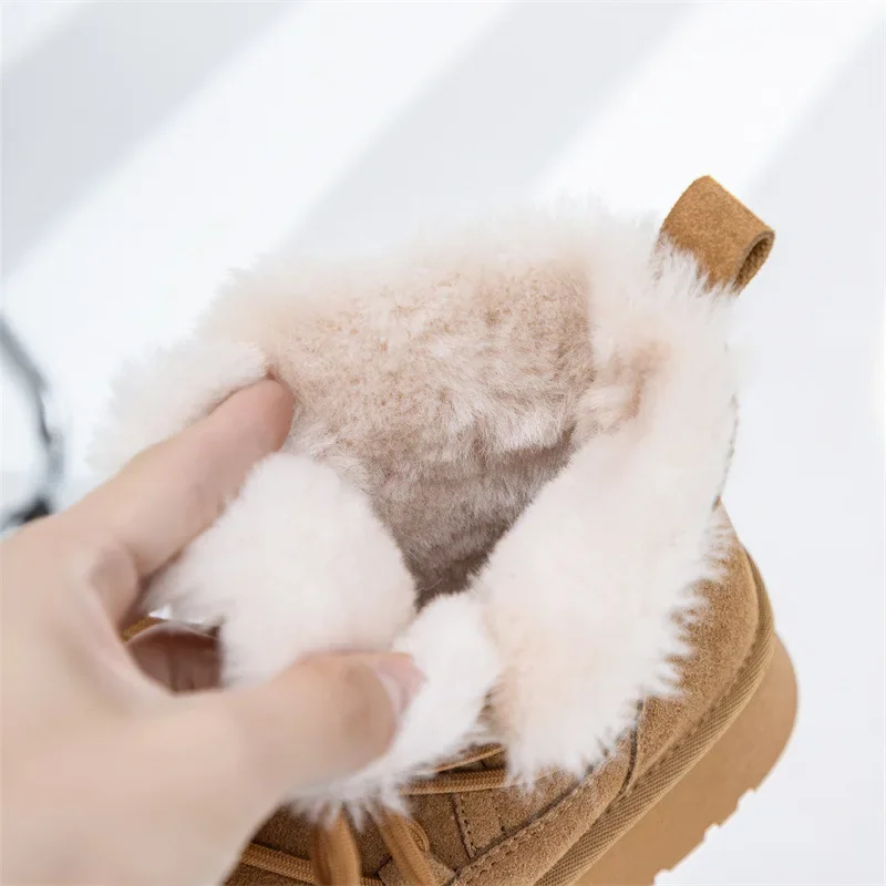 CICIYANG Snow Boots Women Cow Suede 2024 WinterFur Snow Ankle Boots Ladies Luxury Brand Chelsea Lady Round Head Chunky Platform